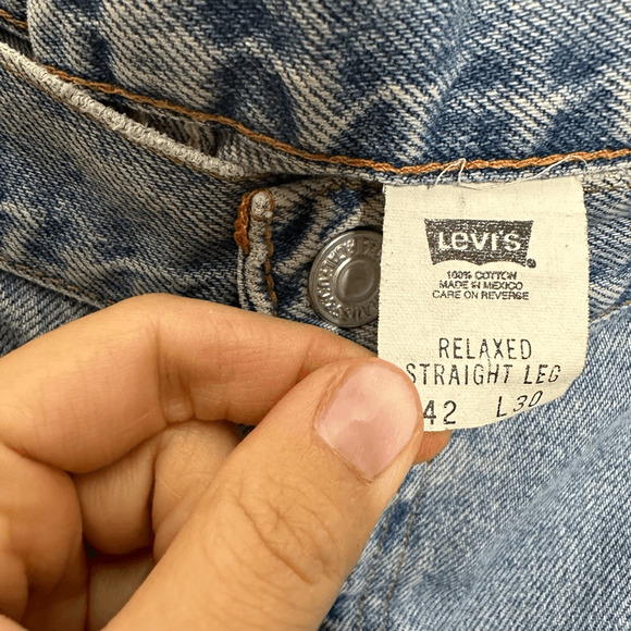VTG LEVI'S 550 RELAXED STRAIGHT LEG Jeans Men's MEXICO light wash denim 42 X 30 - Picture 5 of 8